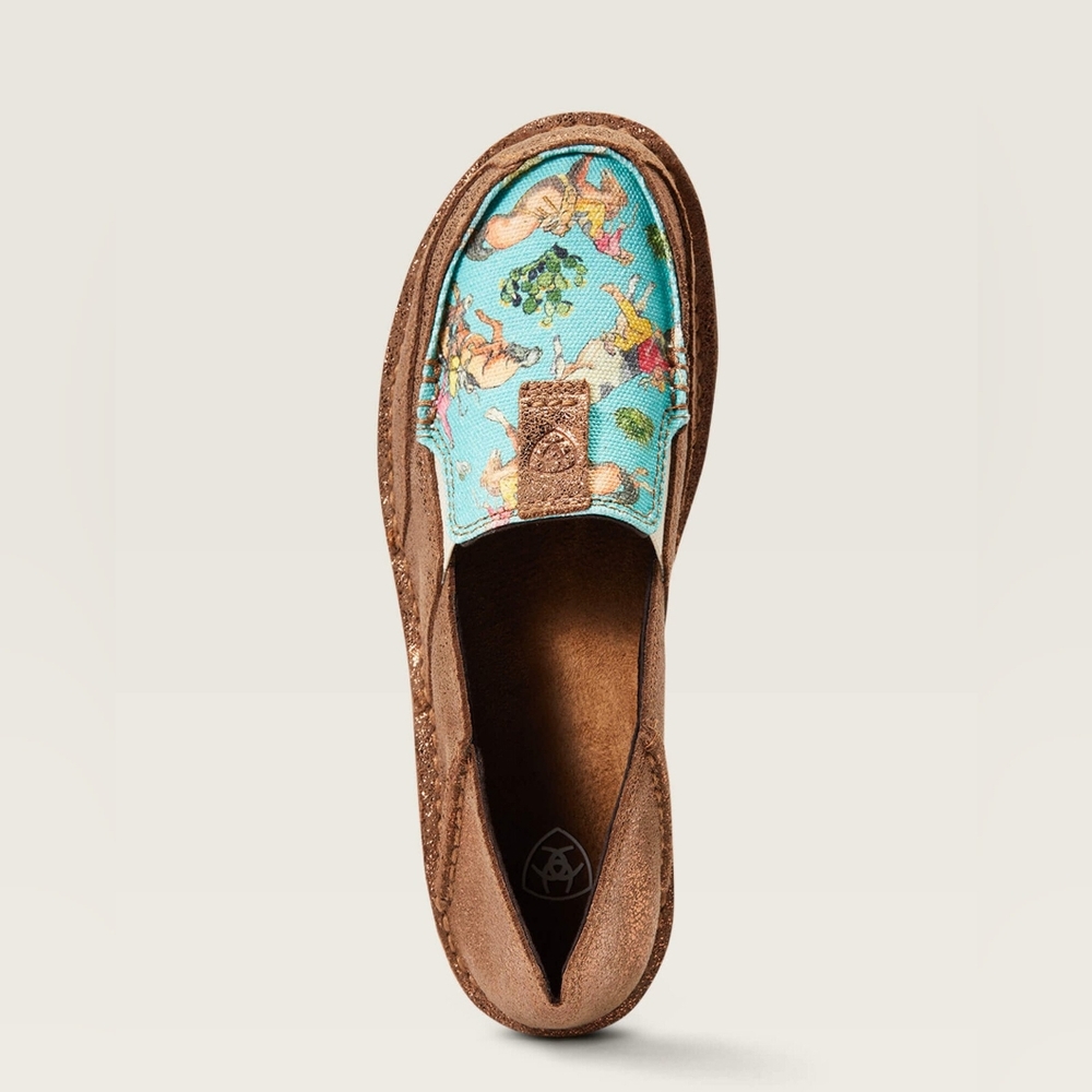 Ariat Brown and Teal Loafers 7.5